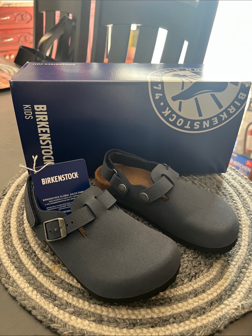 Birkenstock Kids Blue/Gray Boston Clog Sandals Sz C12/30